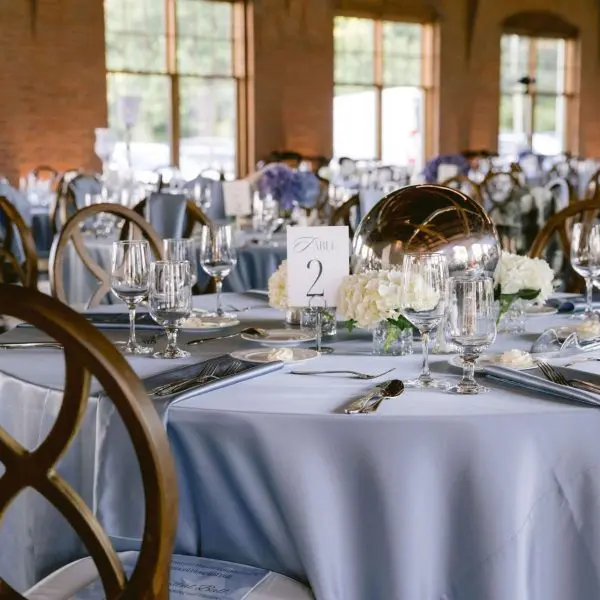 Table setting at wedding venue