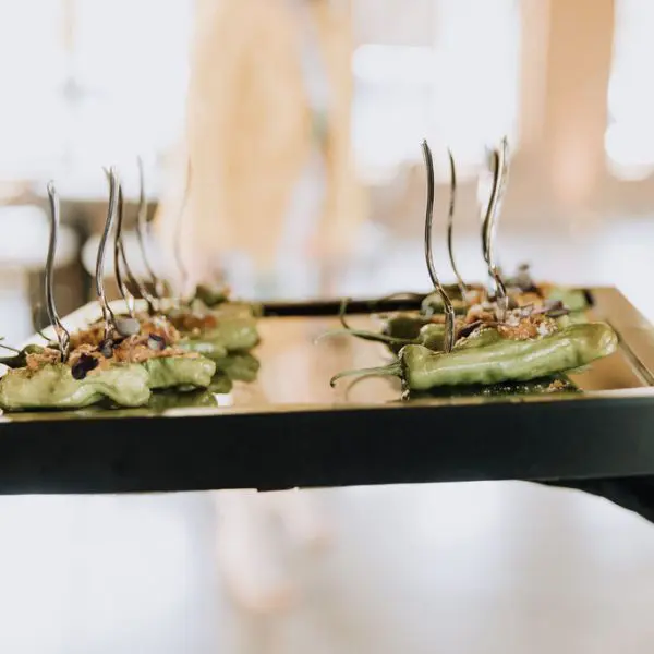 Appetizers on square plate