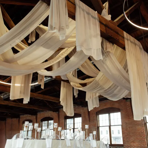drapes hung in ceiling