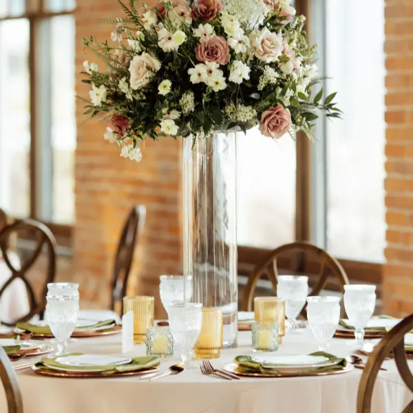Large flower center piece at table